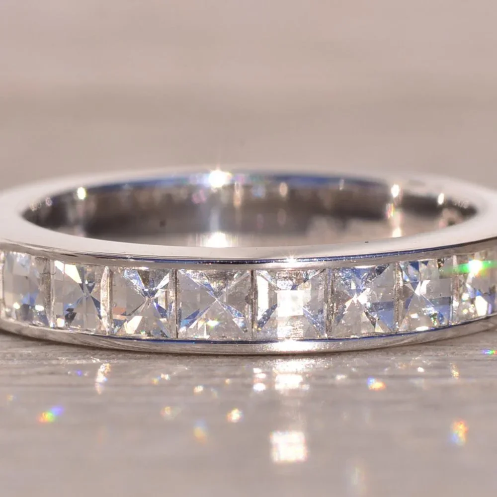 Designer Signed Blaze Cut Natural Diamond Band in White Gold - Picture 5 of 10